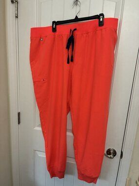 Figs Scrub High Waisted Zamora Jogger  4XLT in Bright Orange  42” x 30”